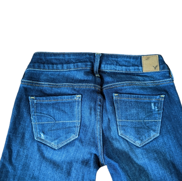 American Eagle low rise Distressed Dark Skinny Jeans Size 00 Regular - Picture 4 of 12